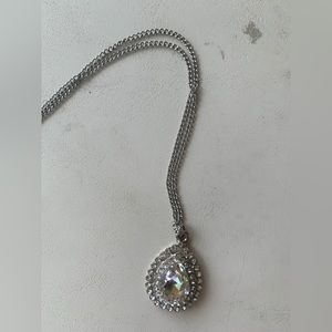 Teardrop Rhinestone Pendant Necklace